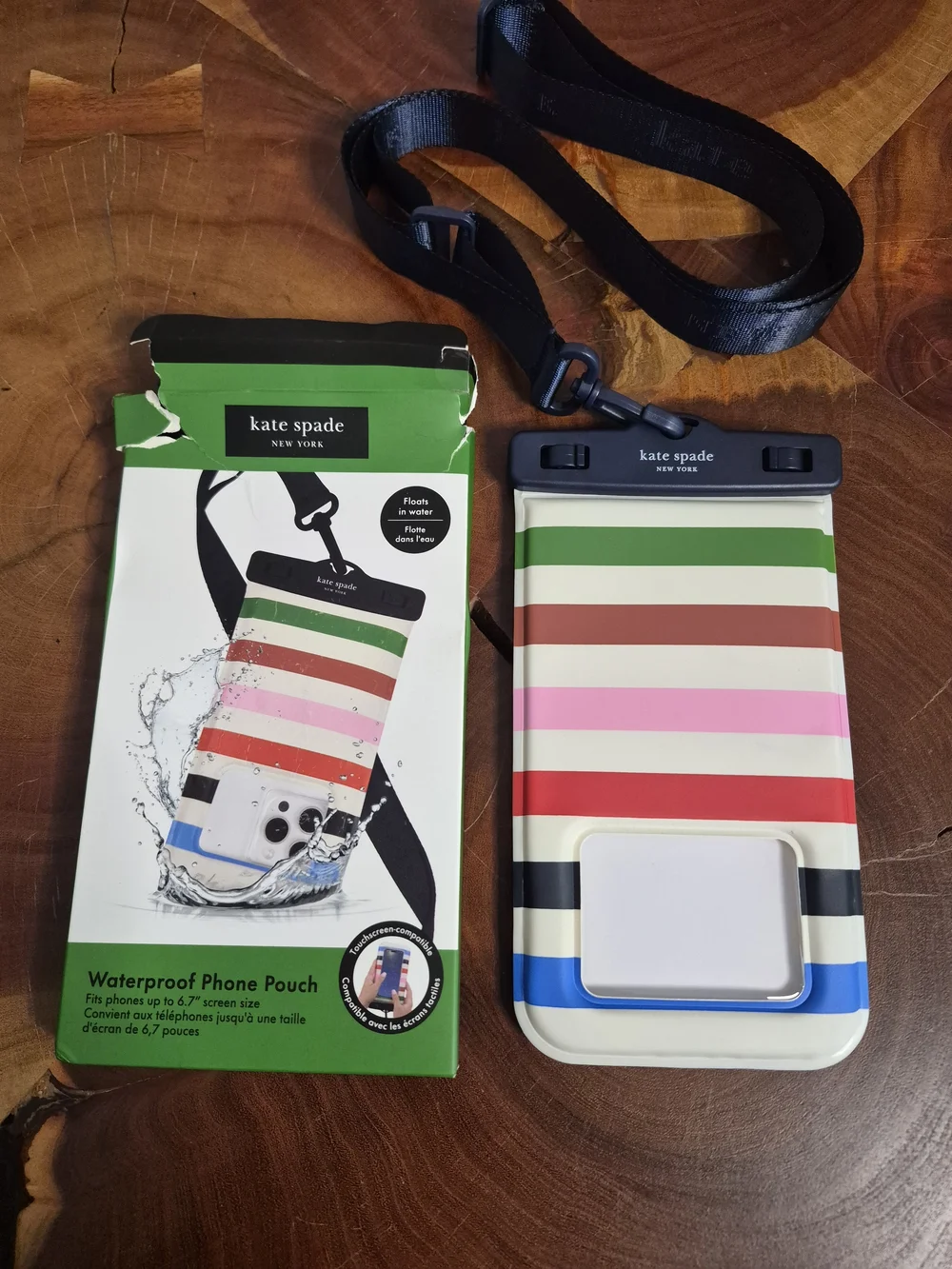 kate spade New York Multi Striped Waterproof Phone Pouch